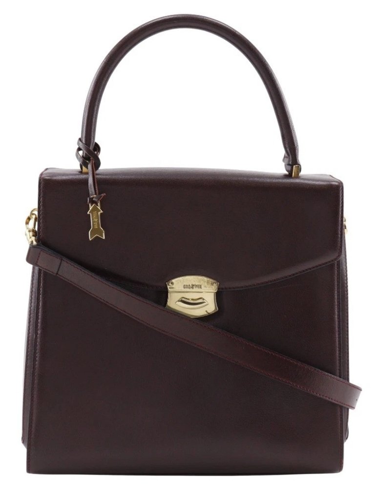 Gold Pfeil 2wayshoulder Handbag One Handle Bordeaux Calfskin Women